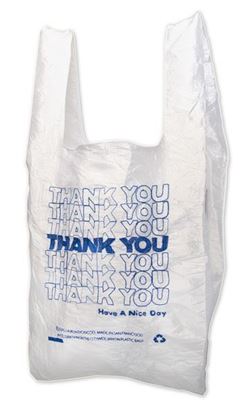 Picture of 1/6 HDPE (EZ-Open) Blue Thank you Shopping Bags