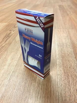 Picture of White Med-Weight Forks Retail Pack 24pc/box 24box/cs
