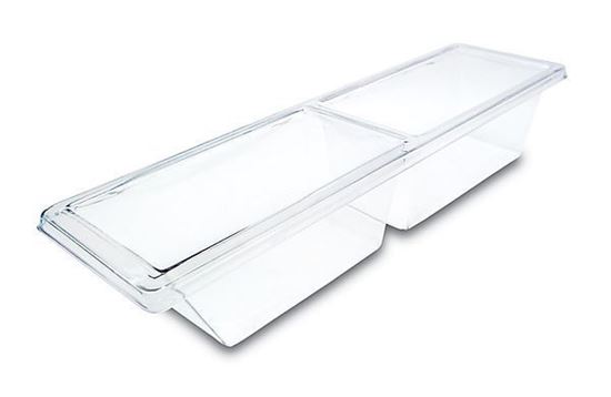 Picture of Clear Plastic Food Bin Two Compartment  27"x7"x5"