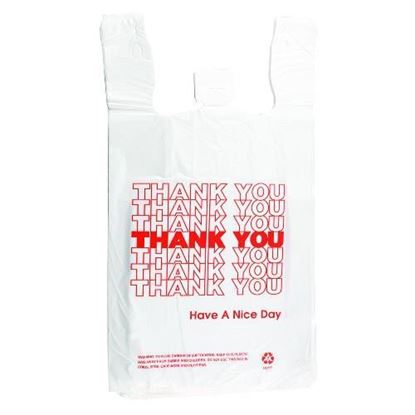 Picture of 1/8 HDPE Red Thank you Shopping  Bags