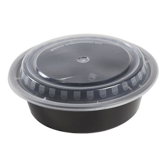 Picture of 28oz Black Bowl with Lid Retail Pack Mr. Plastics Brand