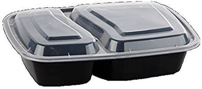 Picture of 32oz Black Containers 2 Compartment Retail Pack