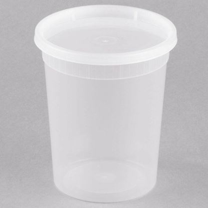 Picture of 32oz  Clear Container/ Snap on Flat Lid 250 set