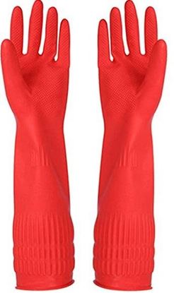 Picture of Flock lined Long Sleeves Gloves Red Color (12pairs/pack)