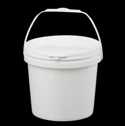 Picture of 64oz White Plastic Round Bucket w/ Lid & Handle *100 set/cs*