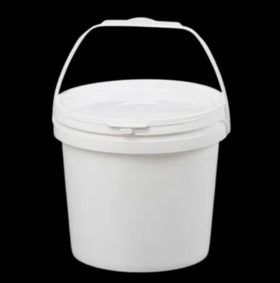 Picture of 64oz White Plastic Round Bucket w/ Lid & Handle *100 set/cs*